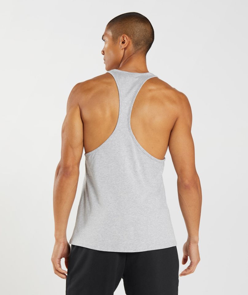 Men's Gymshark Block Stringer Tanks Light Grey | CA 7DA015